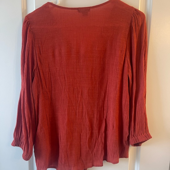 Rust orange button up blouse - Picture 3 of 3